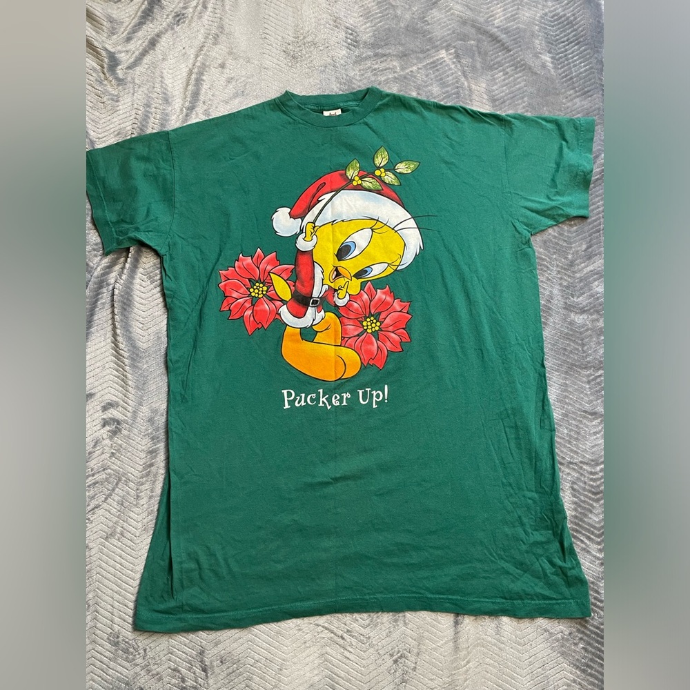 Vtg Y2K 1999 Looney Tunes Tweety Pucker Up Nightshirt‎ One Size